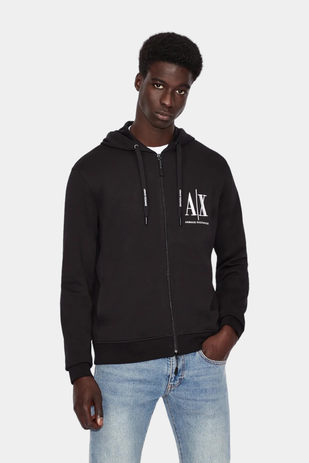 Чёрное худи long zip 8NZMPP ZJ1ZZ 1200 Armani Exchange